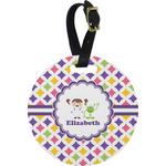Girls Astronaut Plastic Luggage Tag - Round (Personalized)