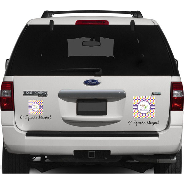 Girls Astronaut Personalized Square Car Magnets on Ford Explorer