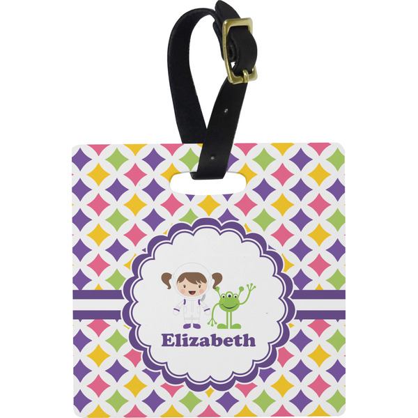 Girls Astronaut Personalized Square Luggage Tag