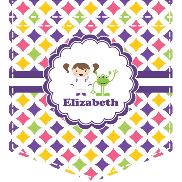 Custom Girls Astronaut Iron On Faux Pocket (Personalized)