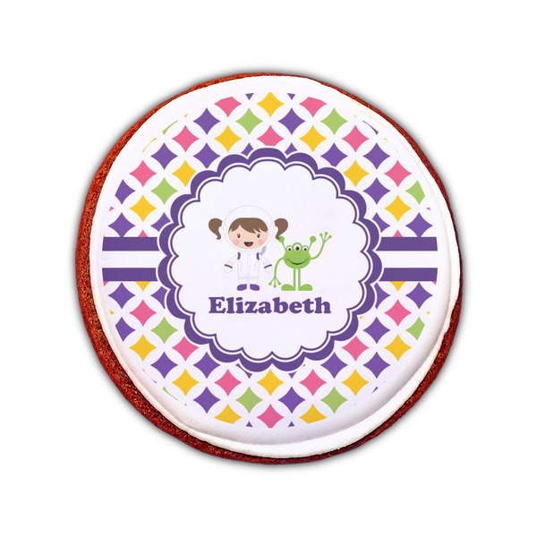 Girls Astronaut Printed Icing Circle - Small - On Cookie