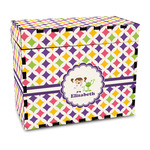 Girls Astronaut Wood Recipe Box - Full Color Print (Personalized)