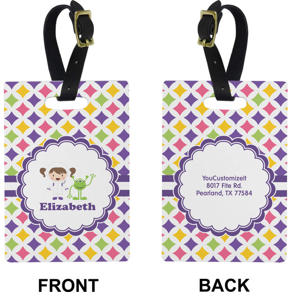 Girls Astronaut Rectangle Luggage Tag (Front + Back)