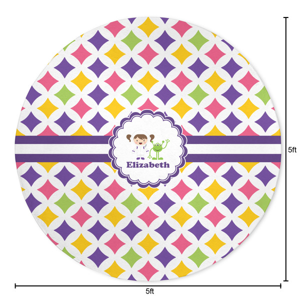 Girls Astronaut Round Area Rug - Size