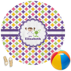 Girls Astronaut Round Beach Towel (Personalized)