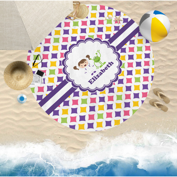 Girls Astronaut Round Beach Towel Lifestyle