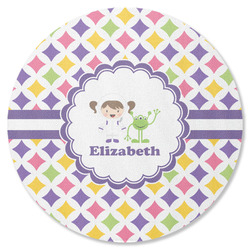 Girls Astronaut Round Rubber Backed Coaster (Personalized)