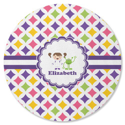 Girls Astronaut Round Rubber Backed Coaster (Personalized)