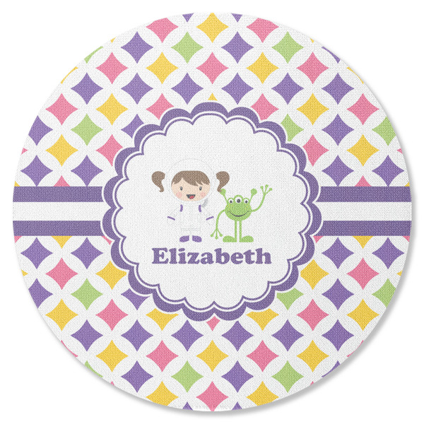 Girls Astronaut Round Coaster Rubber Back - Single