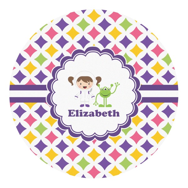 Custom Girls Astronaut Round Decal - Large (Personalized)
