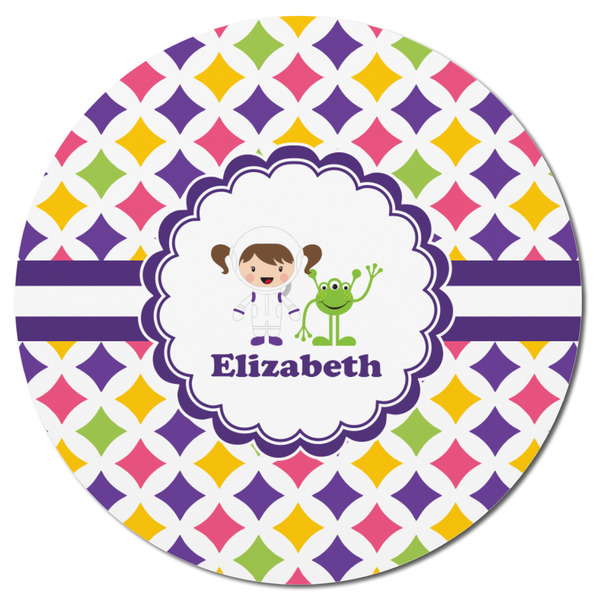 Girls Astronaut Round Fridge Magnet - FRONT