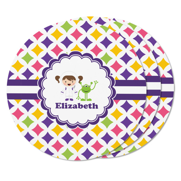 Girls Astronaut Round Fridge Magnet - THREE