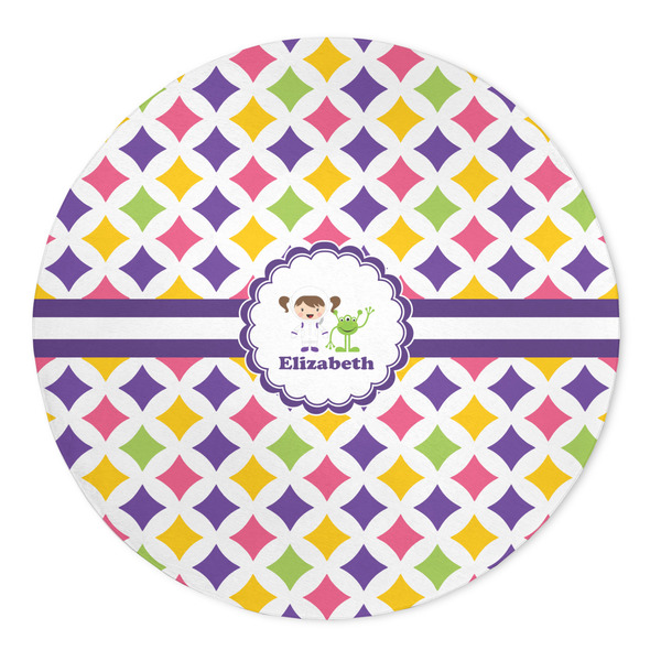 Custom Girls Astronaut 5' Round Indoor Area Rug (Personalized)