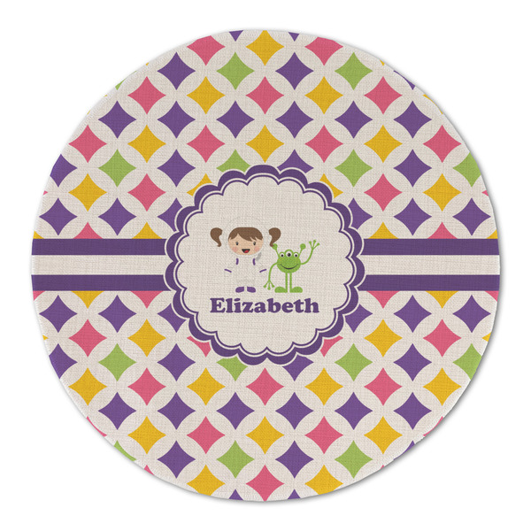 Girls Astronaut Round Linen Placemats - FRONT (Double Sided)