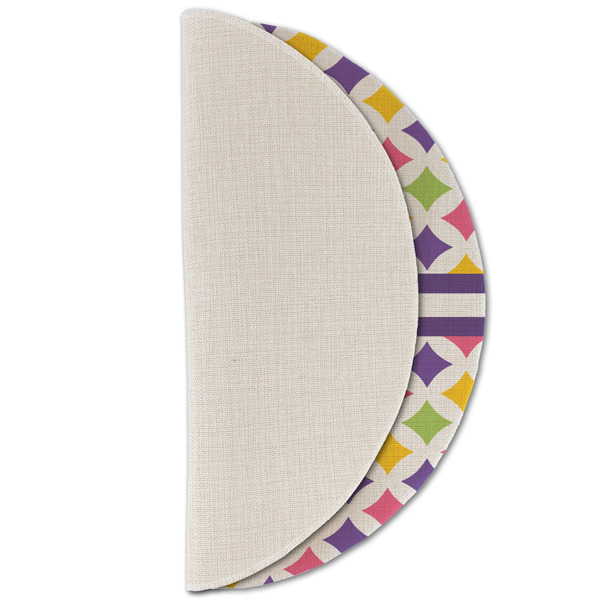 Girls Astronaut Round Linen Placemats - HALF FOLDED (single sided)