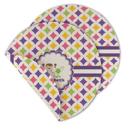 Girls Astronaut Round Linen Placemat - Double Sided - Set of 4 (Personalized)