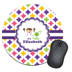 Girls Astronaut Round Mouse Pad (Personalized)