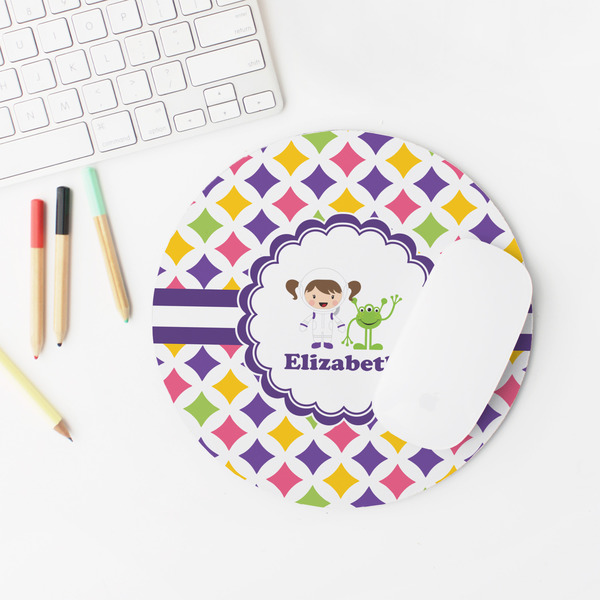 Girls Astronaut Round Mousepad - LIFESTYLE 2