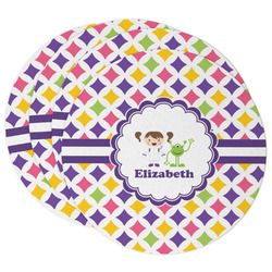 Girls Astronaut Round Paper Coasters w/ Name or Text