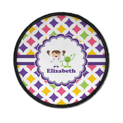 Girls Astronaut Iron On Round Patch w/ Name or Text