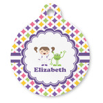 Girls Astronaut Round Pet ID Tag (Personalized)