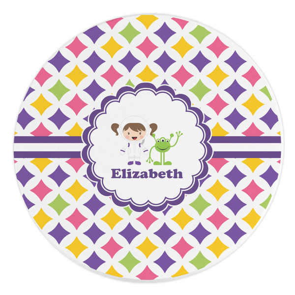 Custom Girls Astronaut Round Stone Trivet (Personalized)
