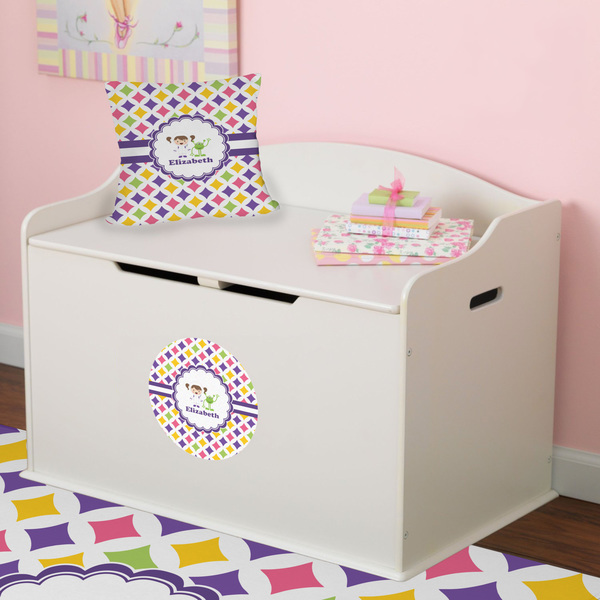 Girls Astronaut Round Wall Decal on Toy Chest