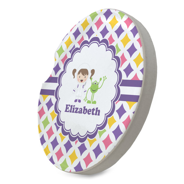 Girls Astronaut Sandstone Car Coaster - STANDING ANGLE