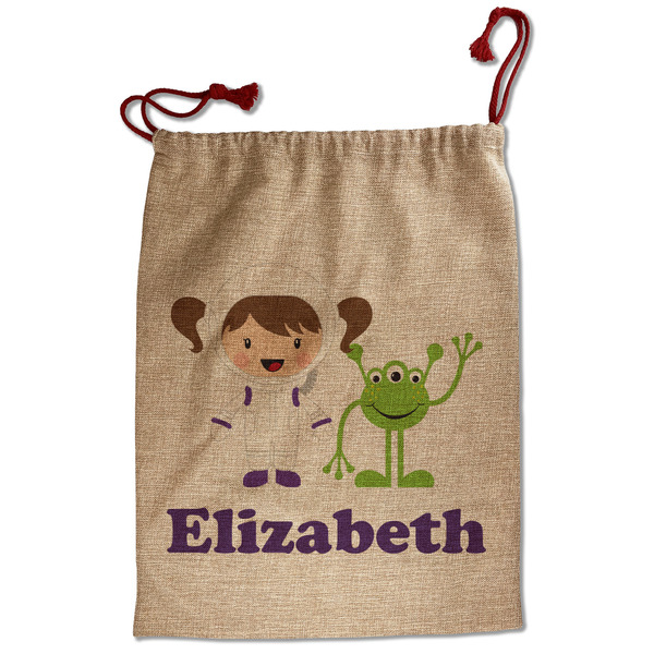 Custom Girls Astronaut Santa Sack - Front (Personalized)