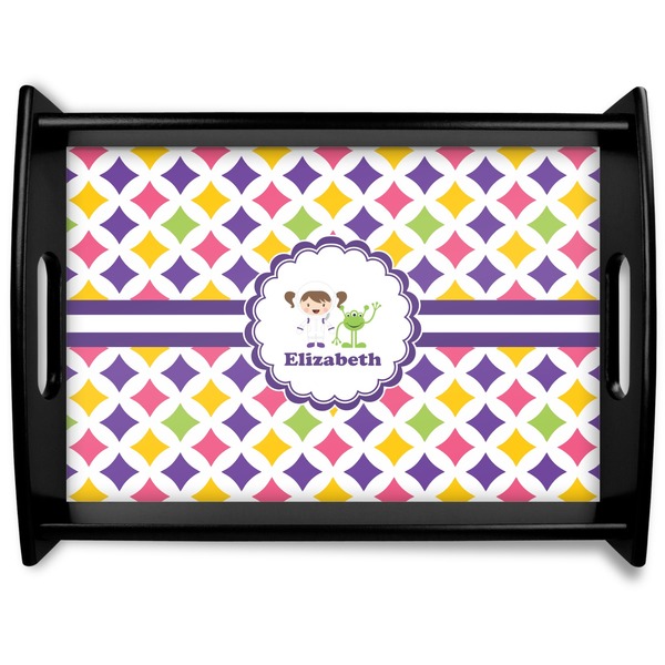 Custom Girls Astronaut Black Wooden Tray - Large (Personalized)