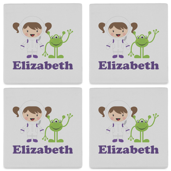 Girls Astronaut Set of 4 Sandstone Coasters - See All 4 View