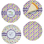 Girls Astronaut Set of 4 Glass Appetizer / Dessert Plate 8" (Personalized)