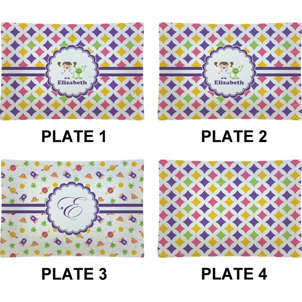 Girls Astronaut Set of Rectangular Appetizer / Dessert Plates (Approval)