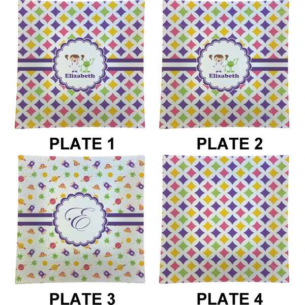 Girls Astronaut Set of Square Dinner Plates (Approval)