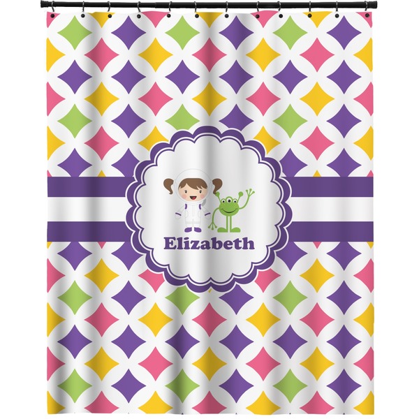 Custom Girls Astronaut Extra Long Shower Curtain - 70"x84" (Personalized)