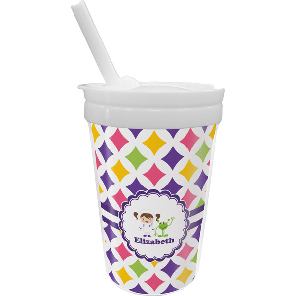 Custom Girls Astronaut Sippy Cup with Straw (Personalized)