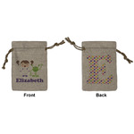 Girls Astronaut Small Burlap Gift Bag - Front & Back (Personalized)