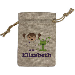 Girls Astronaut Small Burlap Gift Bag - Front (Personalized)