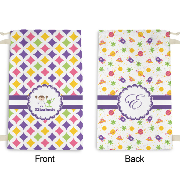 Girls Astronaut Small Laundry Bag - Front & Back View