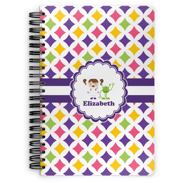 Custom Girls Astronaut Spiral Notebook - 7x10 w/ Name or Text