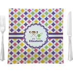 Girls Astronaut 9.5" Glass Square Lunch / Dinner Plate- Single or Set of 4 (Personalized)