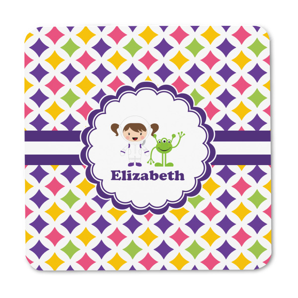 Girls Astronaut Square Fridge Magnet - FRONT