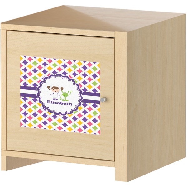 Girls Astronaut Square Wall Decal on Wooden Cabinet