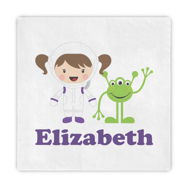 Custom Girls Astronaut Standard Decorative Napkins (Personalized)