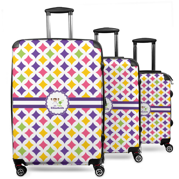 Custom Girls Astronaut 3 Piece Luggage Set - 20" Carry On, 24" Medium Checked, 28" Large Checked (Personalized)