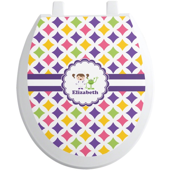 Custom Girls Astronaut Toilet Seat Decal (Personalized)