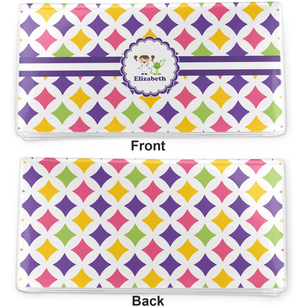 Girls Astronaut Vinyl Check Book Cover - Front and Back