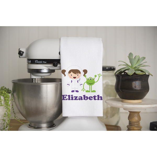 Girls Astronaut Waffle Weave Towel - Lifestyle - Partial Print