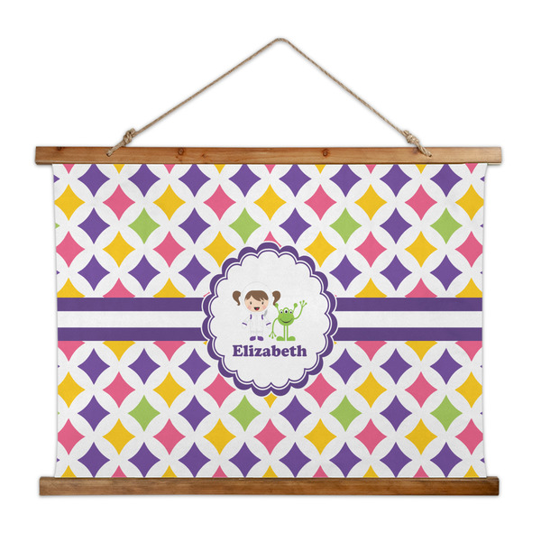 Custom Girls Astronaut Wall Hanging Tapestry - Wide (Personalized)