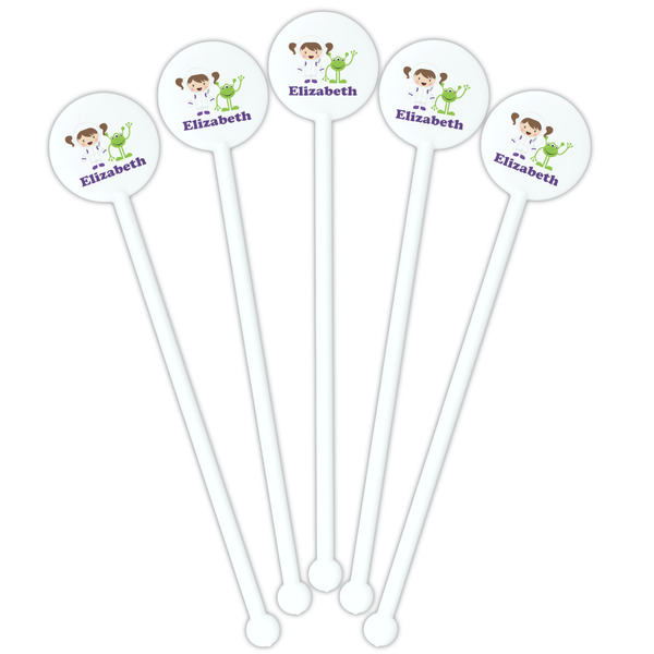 Girls Astronaut White Plastic 5.5" Stir Stick - Fan View